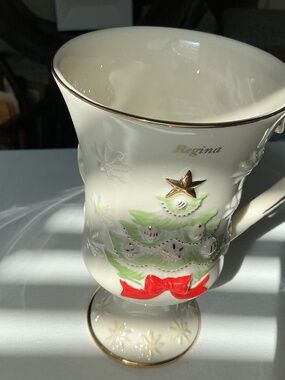 Lenox for The Holidays Personalized Pedestal Coffee Cup With Box-Home Kitchen